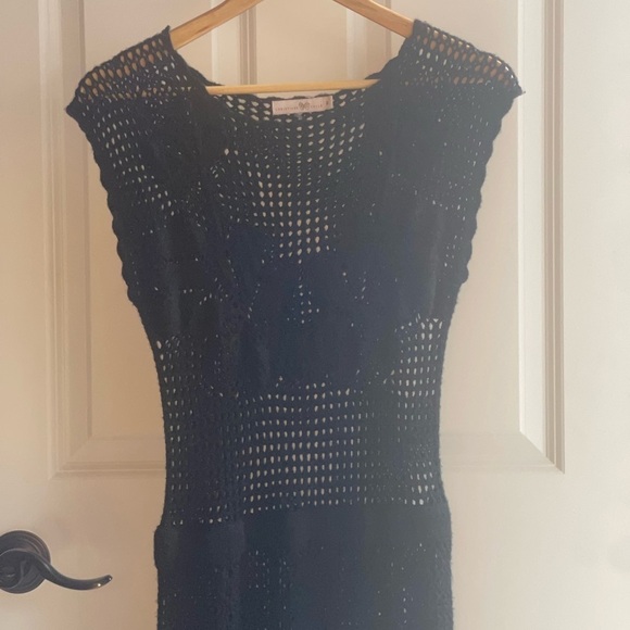 NEW Calypso St Baths by Christiane Celle Black 100% Merino Wool Crochet Sheer Sm - Picture 2 of 12